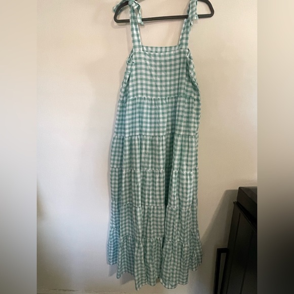 LJC Designs tie shoulder gingham maxi dress - Picture 3 of 4